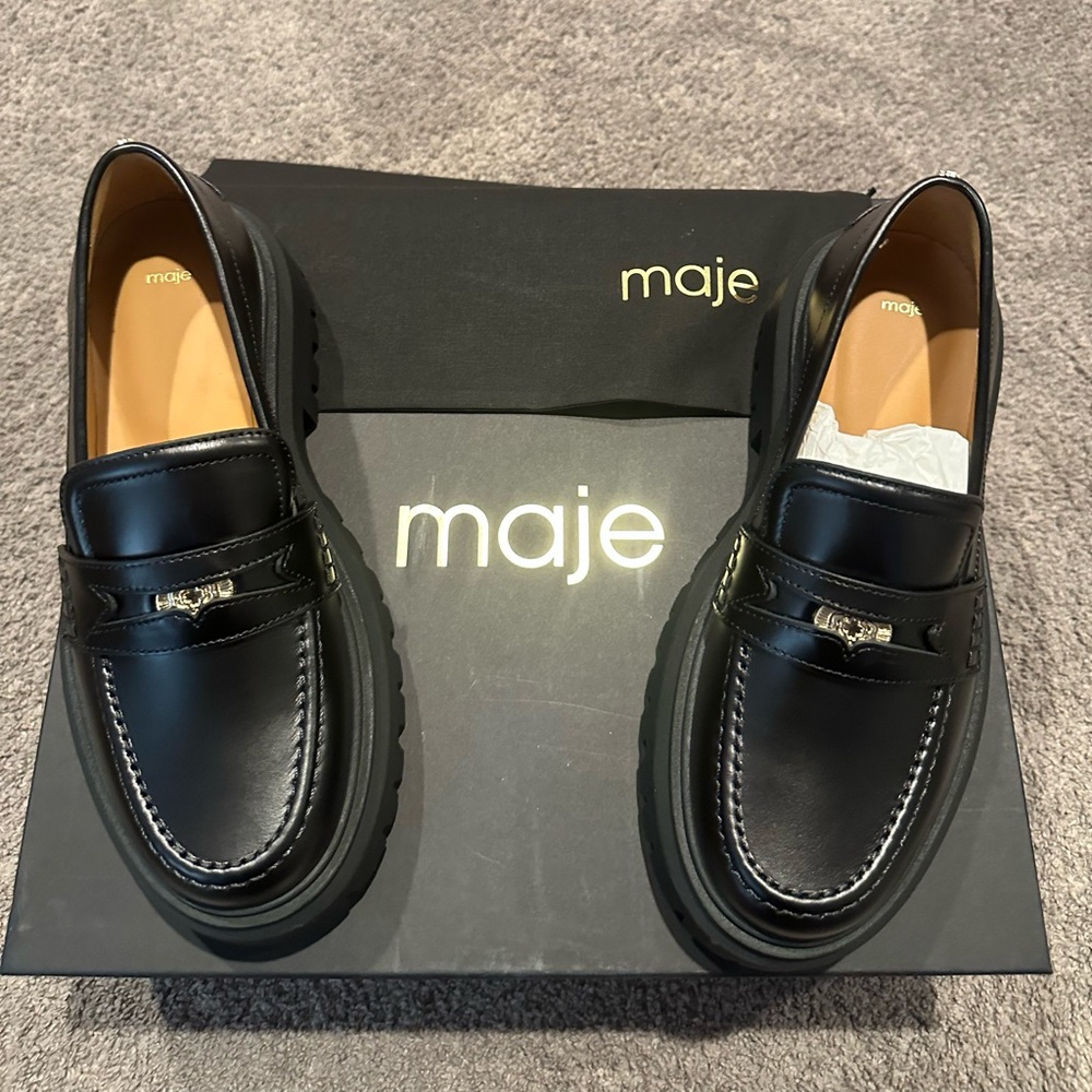 MAJE LE NWT women’s Penny Loafers size E37 US 6.5